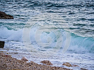 Waves on the beach with bays