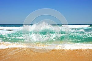 Waves on the beach in Suances, Spain photo