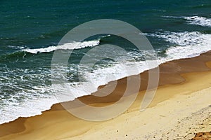 Waves and beach in Brazil seen from above