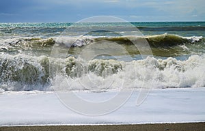 Waves from the beach in the horseshoe granada photo
