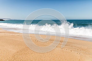 Waves on the beach of Nazare Portugal