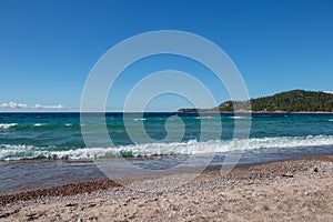 Waves on the beach at Old Woman Bay, Lake Superior Provincial Park, Ontario, Canada