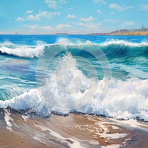 Waves on the beach, scenery background, nature, sea & ocean