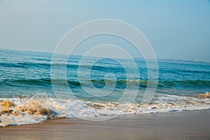 Waves at beach sea water motion blur