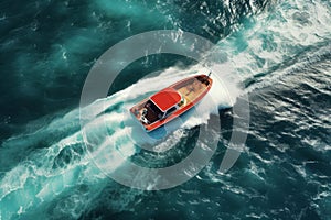 Waves boating top view marine cruise. Generate Ai