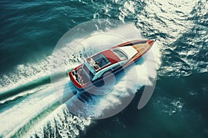 Waves boating top view nautical. Generate Ai