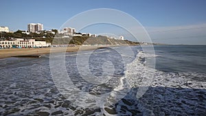 Waves on Bournemouth coast Dorset England UK near to Poole