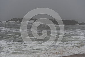 Waves breaking on the beach in Belmar, New Jersey