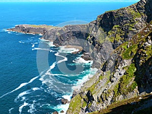 Waves breaking on a cliff on irish coast