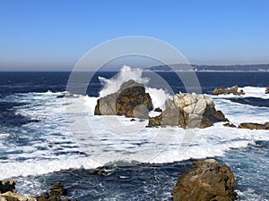 Waves breaking on a rocky beach