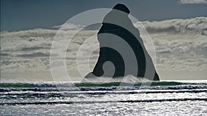 Waves breaking at Wharariki Beach, Golden Bay, New Zealand