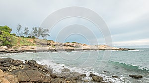 Waves clash at the rocky beach, of the Island Koh Samet