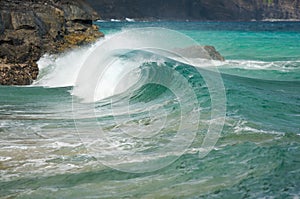 Waves on Coastline of Kauai's Na Pali