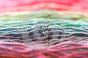 Waves of colorful rainbow crocheted yarn