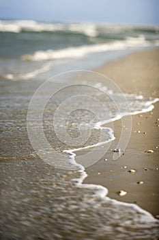 Waves coming onto shore.