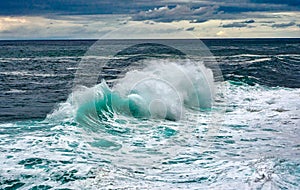 Green waves crashing