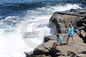 Waves crashing against rocks