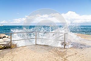 Waves Crashing Against Steps In PoreÄ, Croatia