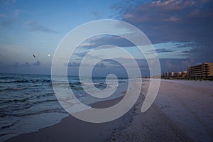 Empty beach at sunsent