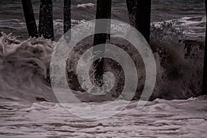 Waves Crashing Beneath the Pier