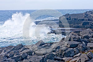 Waves crashing at Doolin beach, county Clare, Ireland