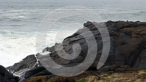 Waves Crashing Into Lava Headlands Depoe Bay Oregon