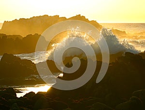 Waves crashing near Big Sur and Monterey, California