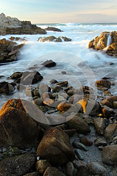 Waves crashing near Monterey, California vertical