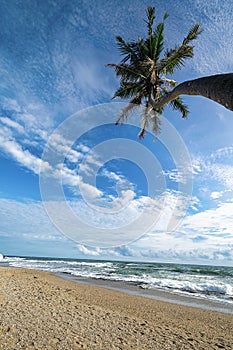 Waves crashing onto the beach at Galle