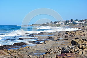 Waves Crashing Over The Uvongo Beach Rocks, South Africa