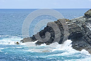 Waves crashing on the rocks