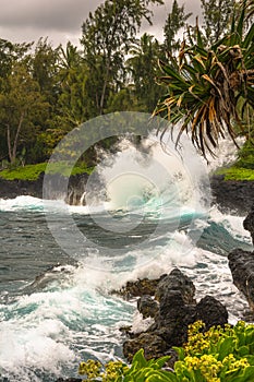 Waves crashing on the rocks, Maui, Hawaii
