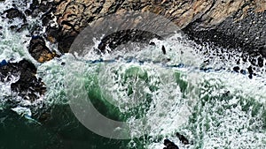 Waves crashing on the rocky coastline of Ogunquit, Maine