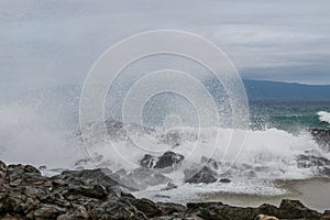 Waves Crashing into the Rugged Maui Coast