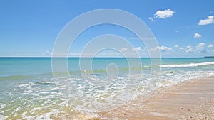 Waves crashing on the sandy beach