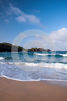 Waves crashing at a Scottish Beach