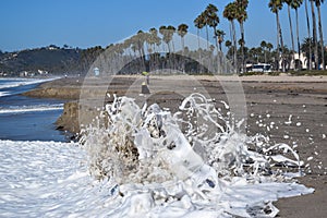 Waves Crashing with Sea Foam
