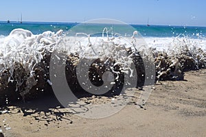 Waves Crashing with Sea Foam