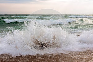 waves crashing the shore