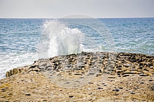 Waves Crashing at Sunset Cliffs Natural Park near La Jolla, San Diego California