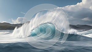 waves crashing _A tsunami illustration, illustrating the beauty and the majesty of water. The wave is bright