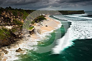 Waves crushing on Balangan beach in Bali