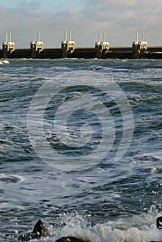 Waves crushing on the Dutch coast