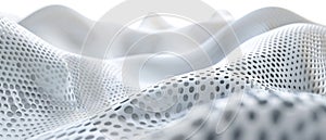 Waves of cyber data, abstract texture background, wavy white digital perforated surface. Theme of network, future, pattern, tech,