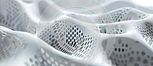 Waves of cyber data, abstract texture background, wavy white digital perforated surface. Theme of network, future, secure connect