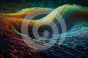 Digital Information Ocean - Binary Code Waves (AI Generated)