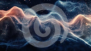 Waves of digital soundwaves ripple across the skyline representing the collective sighs of job seekers echoing through photo