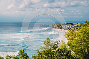 Waves and Dreamland beach and ocean waves in Bali