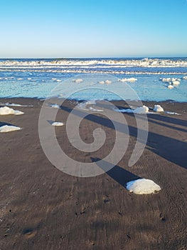 Waves and foam on the coast of the Atlantic Ocean Argentina