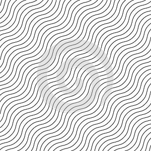 Waves geometric seamless pattern. Simple black and white waves Diagonal lines on white background. Vector illustration
